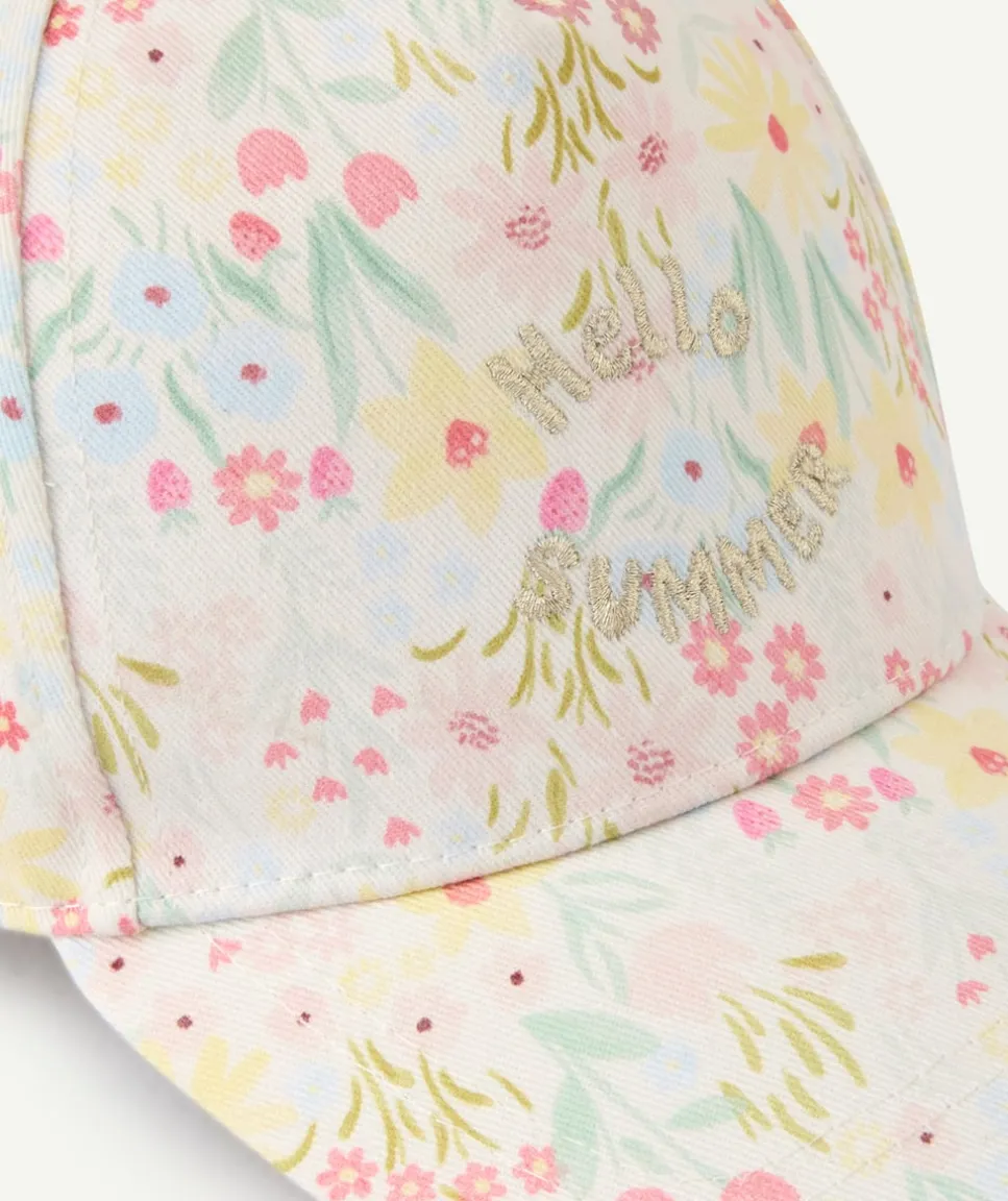 Casquette bébé fille imprimée fleurs