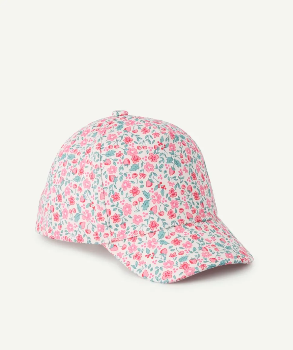 Casquette bébé fille imprimée fleurs en coton