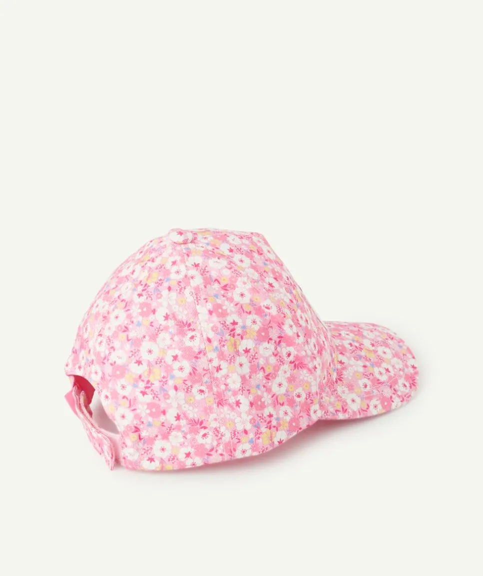 Casquette bébé fille imprimé fleurs et patch brodé club bisous