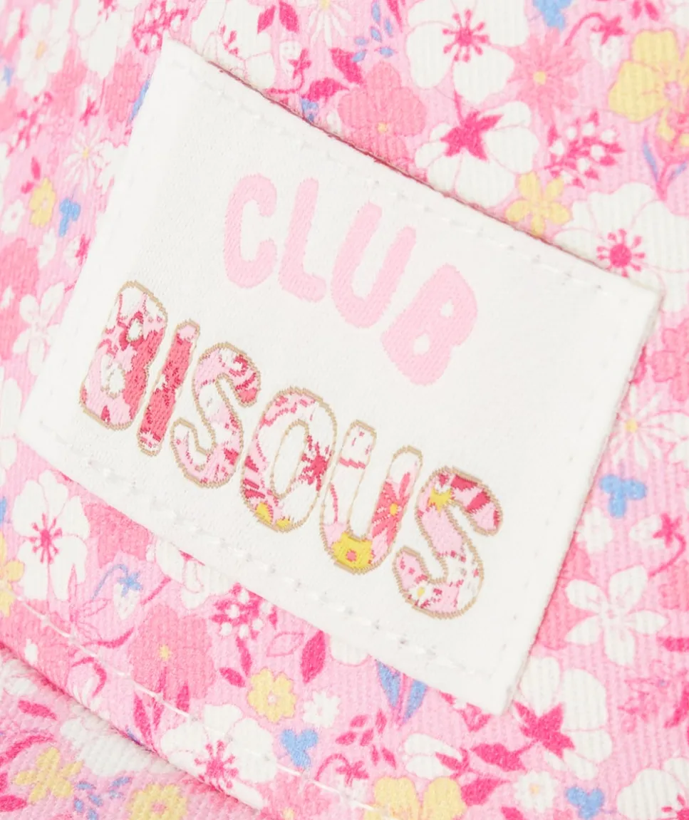 Casquette bébé fille imprimé fleurs et patch brodé club bisous