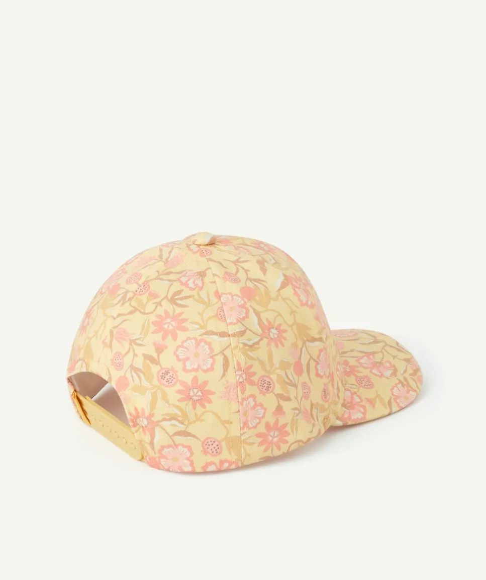 Casquette bébé fille jaune imprimé floral