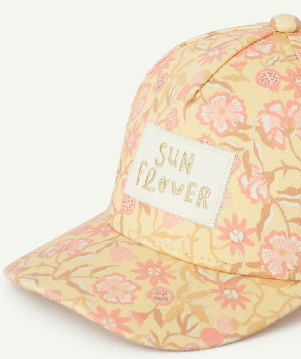 Casquette bébé fille jaune imprimé floral