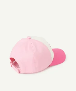 Casquette bébé fille rose et blanche message brodé bisou club