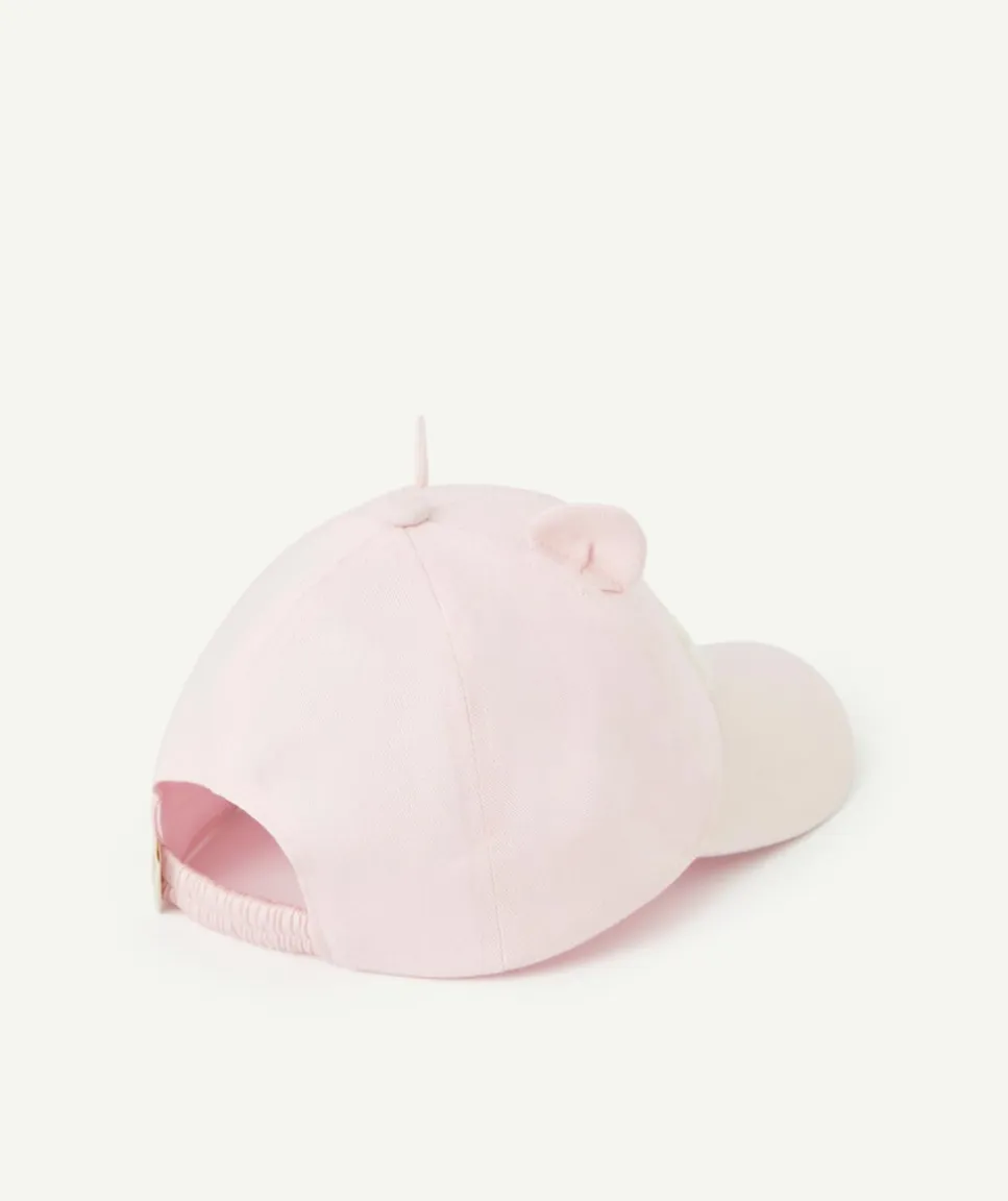Casquette bébé fille rose thème ourson avec détails bouclettes