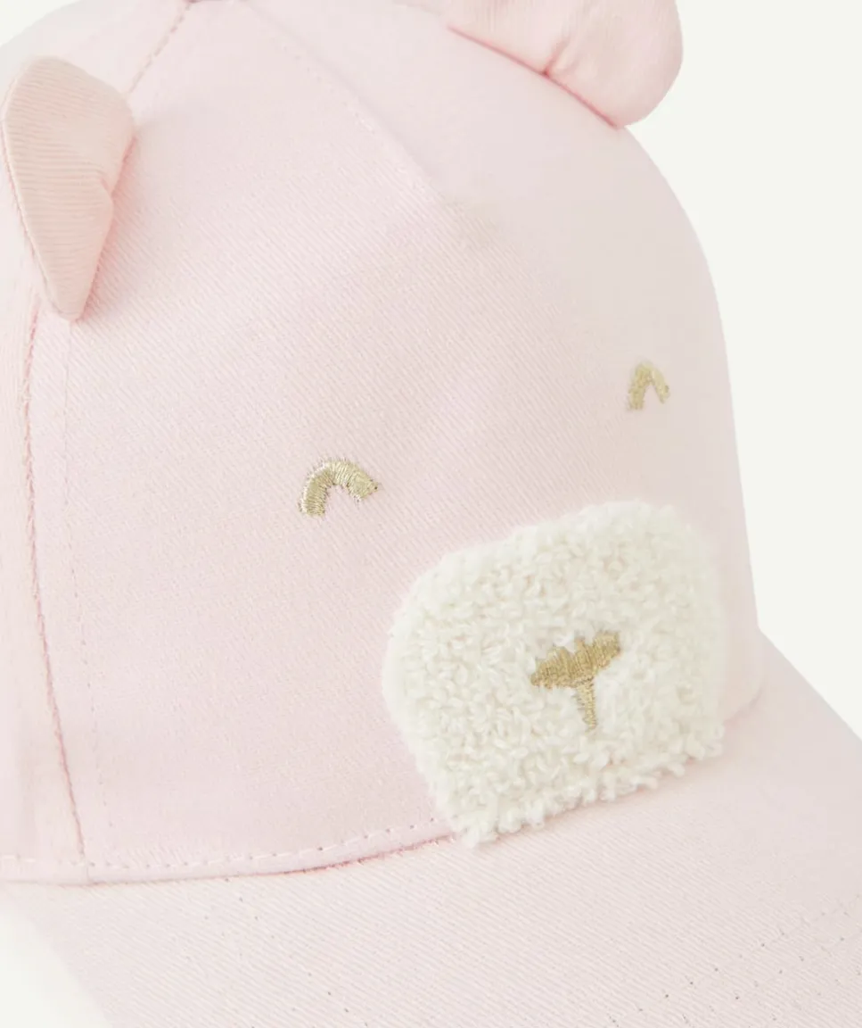 Casquette bébé fille rose thème ourson avec détails bouclettes