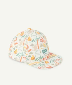 Casquette bébé garçon écrue imprimé jungle et patch brodé