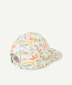 Casquette bébé garçon écrue imprimé jungle et patch brodé