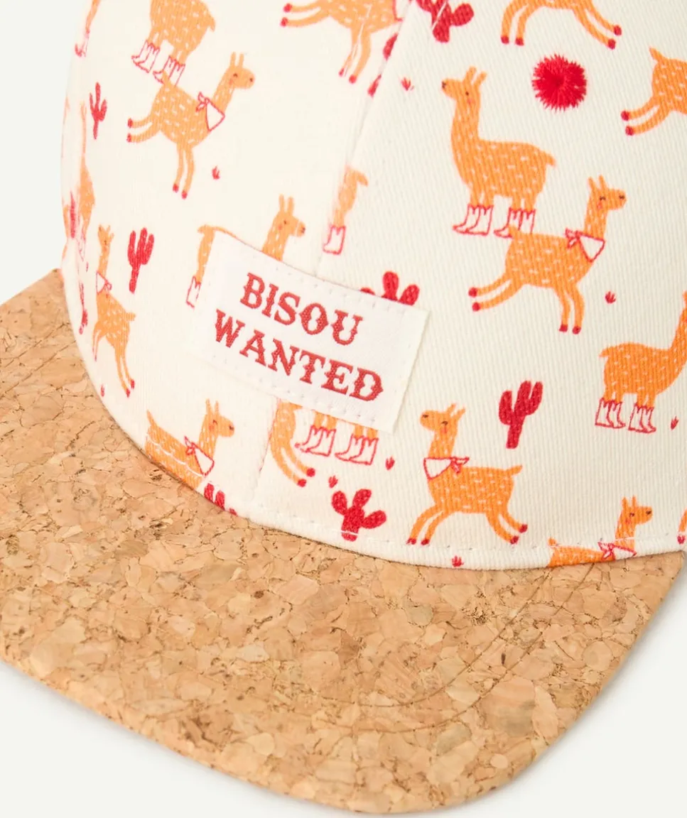 Casquette bébé garçon en coton imprimé lamas et visière effet liège