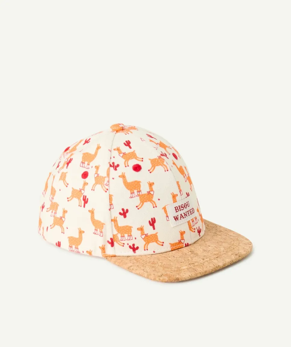 Casquette bébé garçon en coton imprimé lamas et visière effet liège