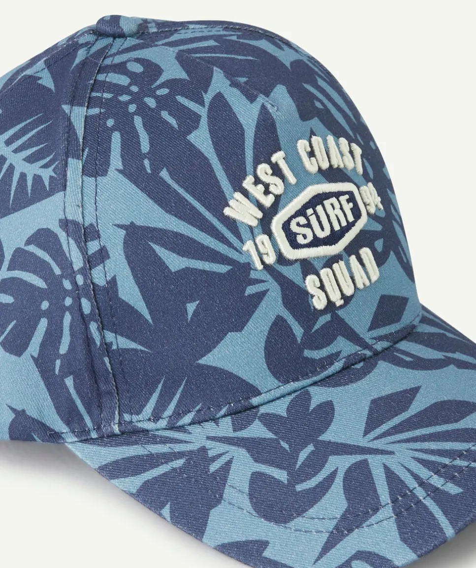 Casquette bleue garçon imprimé tropical
