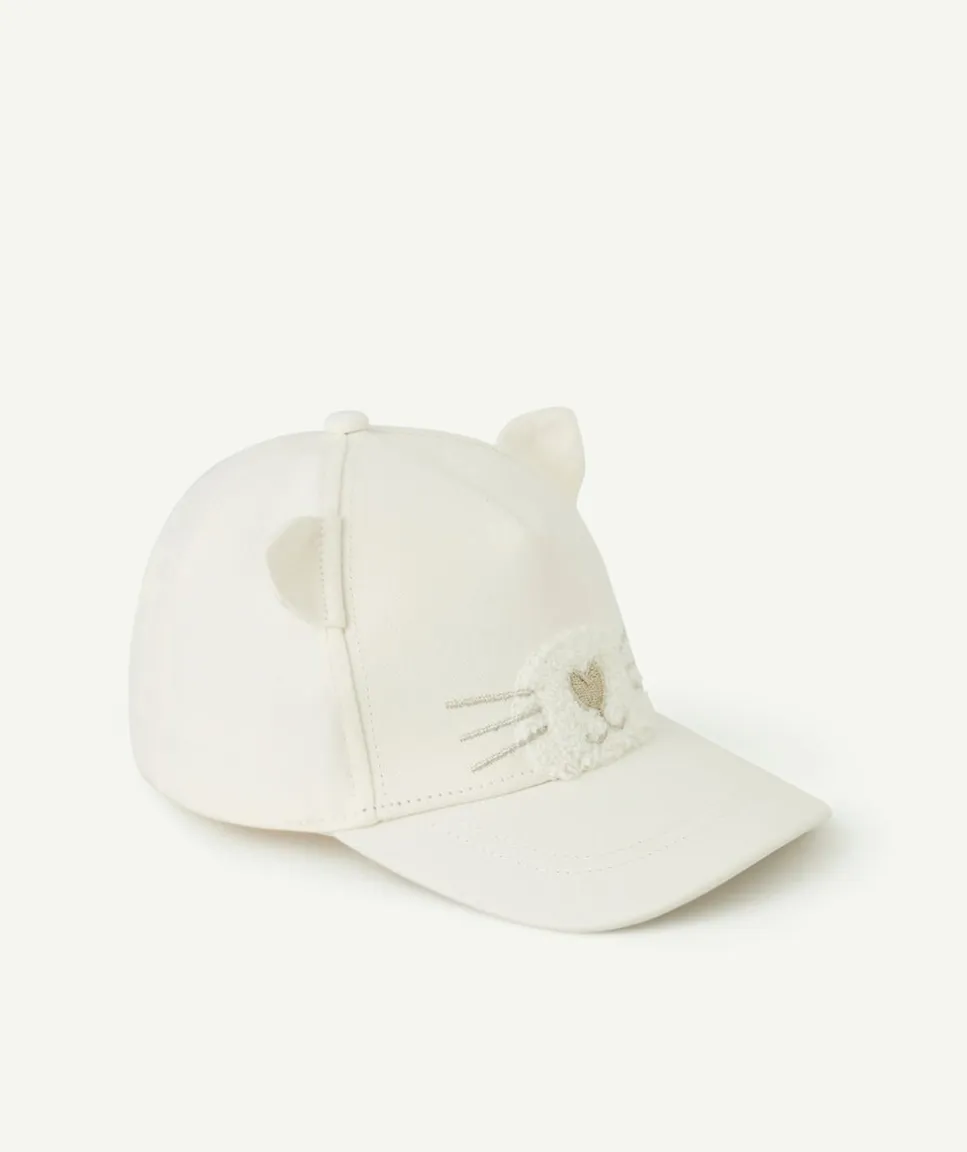 Casquette chat bébé fille blanche