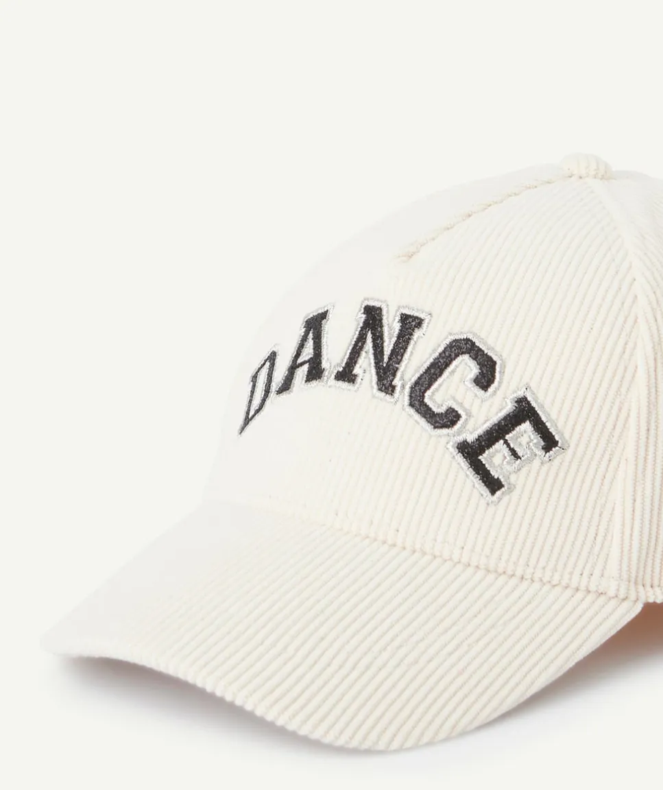 Casquette fille blanche en velours côtelée