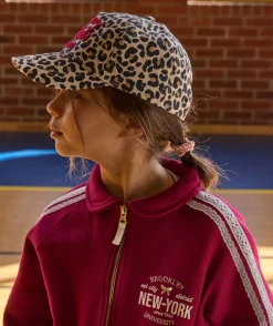 Casquette fille imprimé léopard message brodé