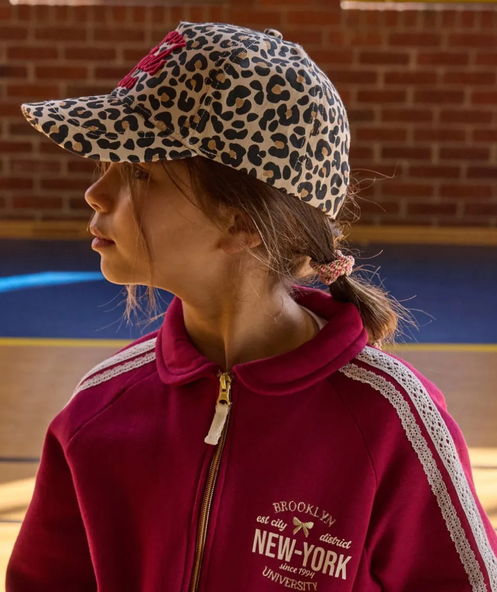 Casquette fille imprimé léopard message brodé