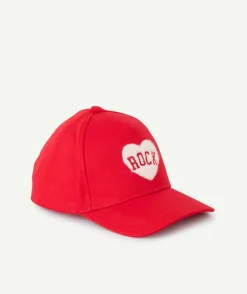 Casquette fille rouge motif rock