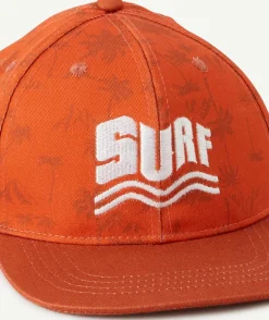 Casquette garçon en coton orange avec message