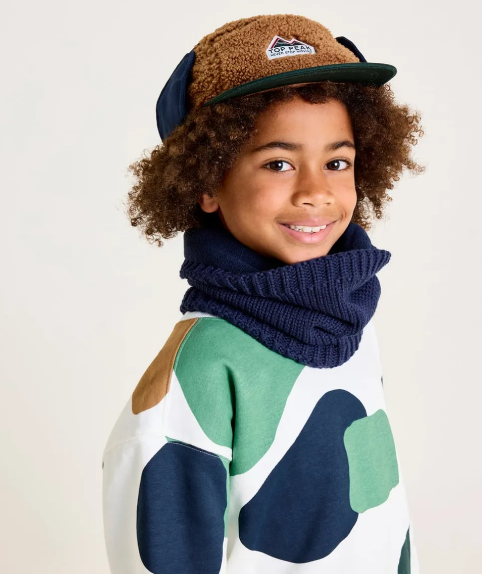 Casquette garçon en sherpa marron et bleu marine