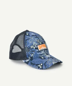 Casquette garçon imprimé tropical bleu