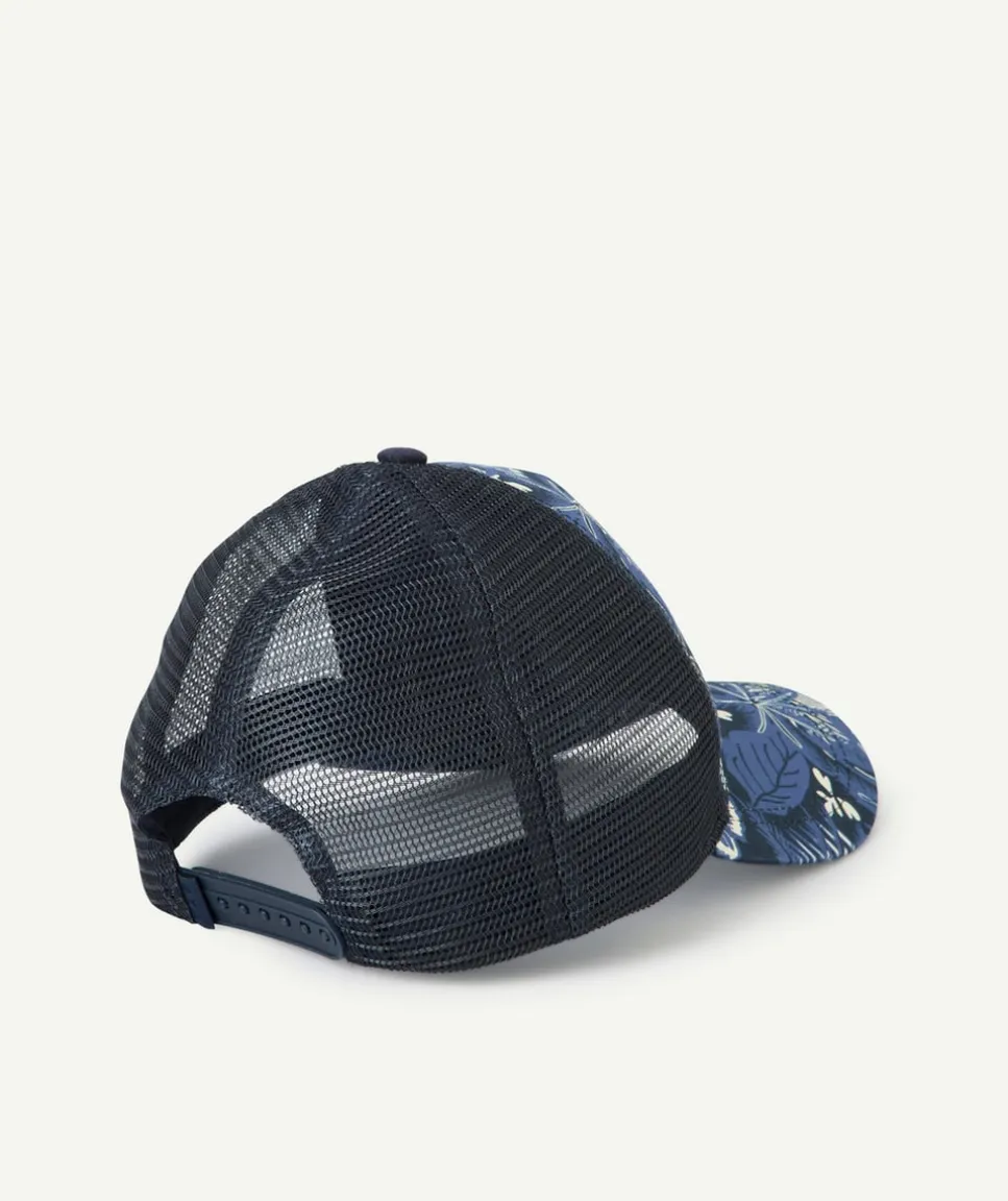 Casquette garçon imprimé tropical bleu