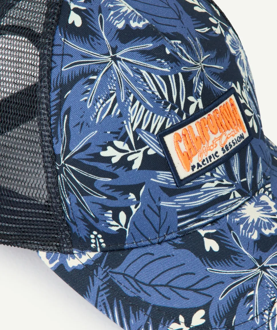 Casquette garçon imprimé tropical bleu