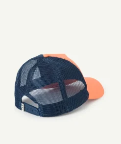 Casquette garçon orange et bleu marine