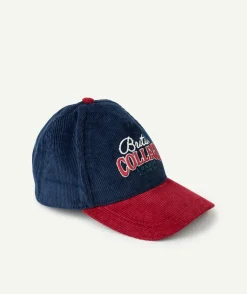 Casquette garçon velours bleu rouge