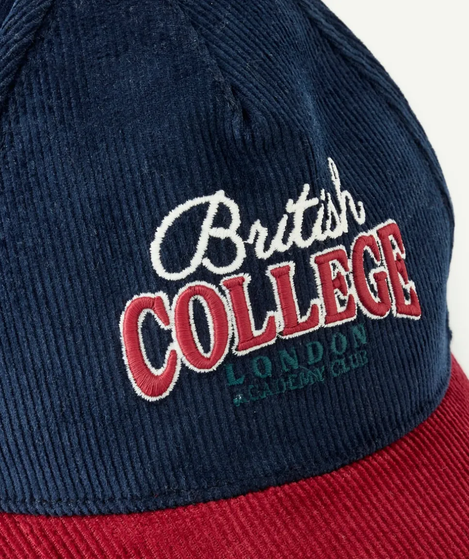 Casquette garçon velours bleu rouge