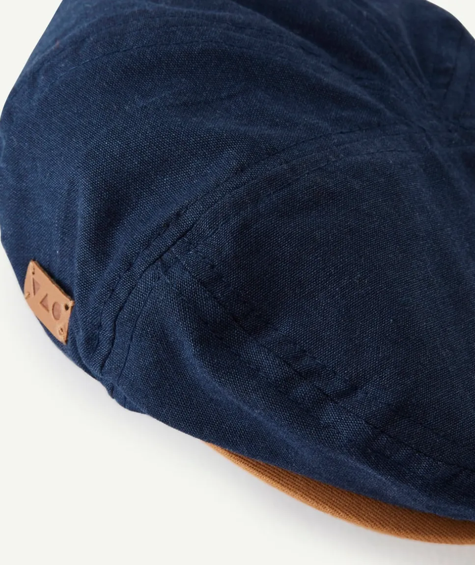 Casquette gavroche bébé garçon bleu marine et marron