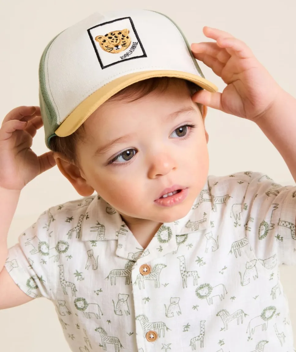 Casquette kaki et jaune avec lion pour bébé garçon
