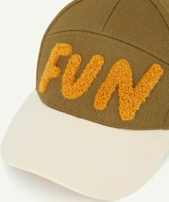 Casquette vert olive avec message fun en bouclette