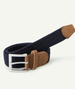Ceinture garçon tressée bleu boucle métal