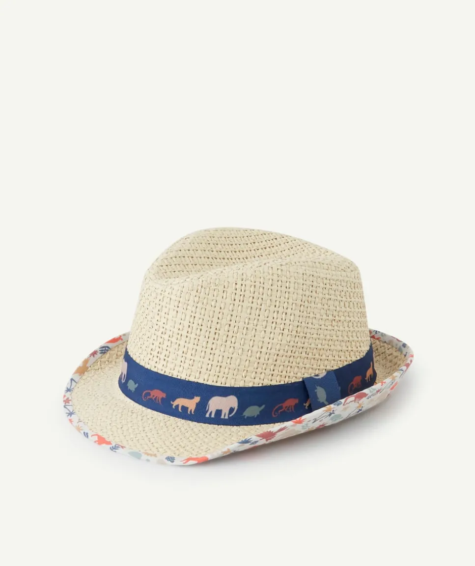 Chapeau de paille bébé garçon avec imprimé animalier