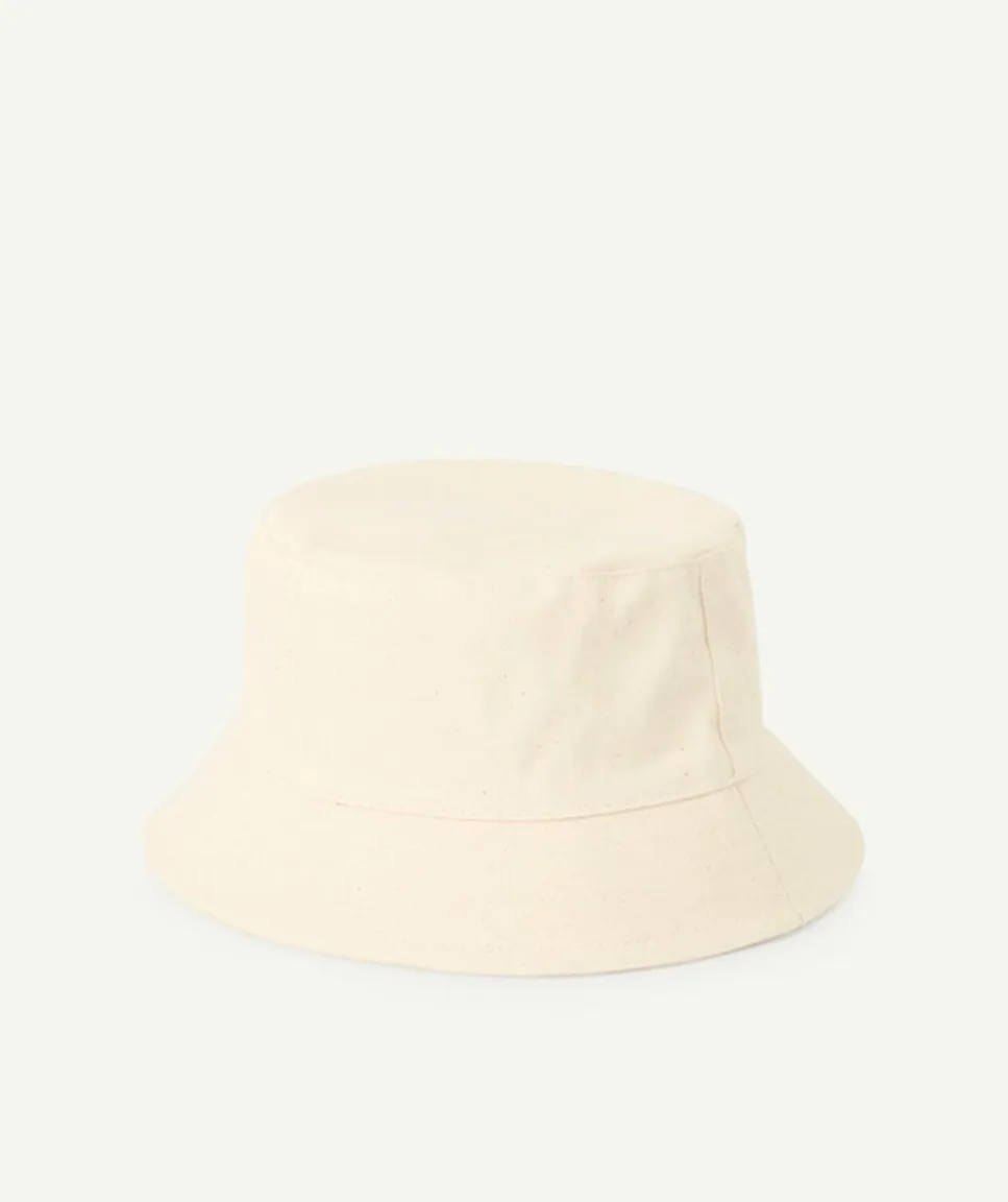 Chapeau fille en coton écru imprimé floral