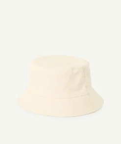 Chapeau fille en coton écru imprimé floral