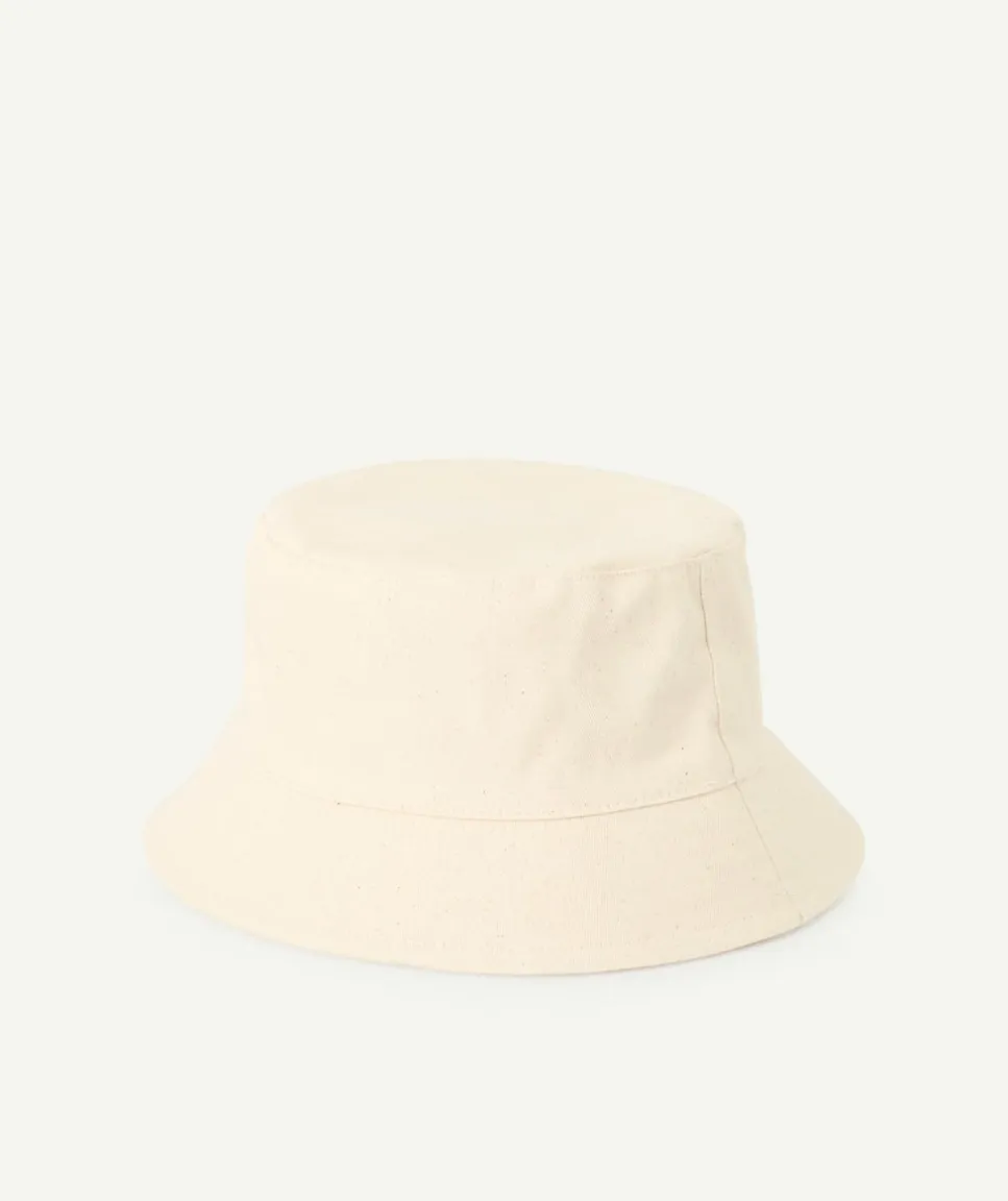 Chapeau fille en coton écru imprimé floral