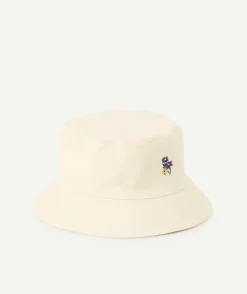 Chapeau fille en coton écru imprimé floral
