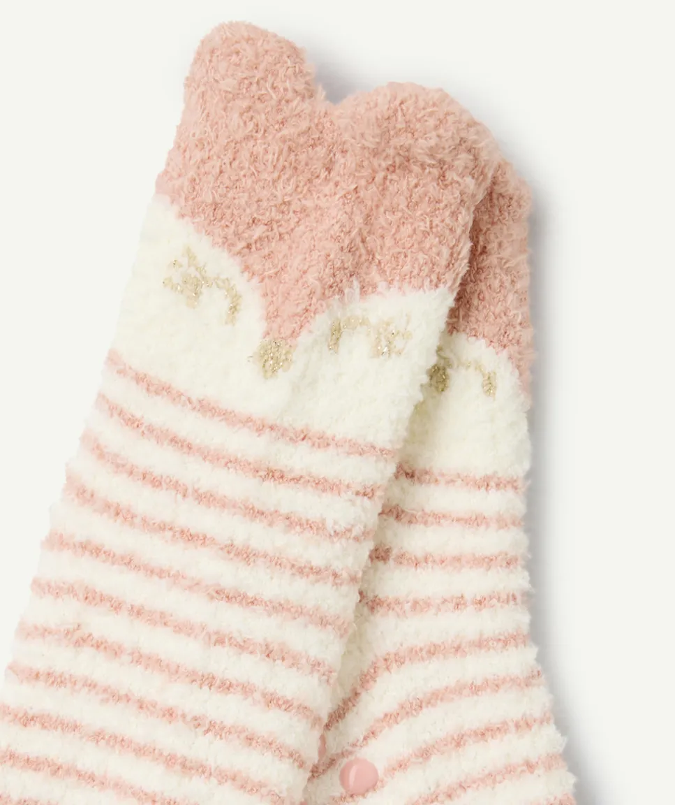 Chaussettes antidérapante bébé fille rayées