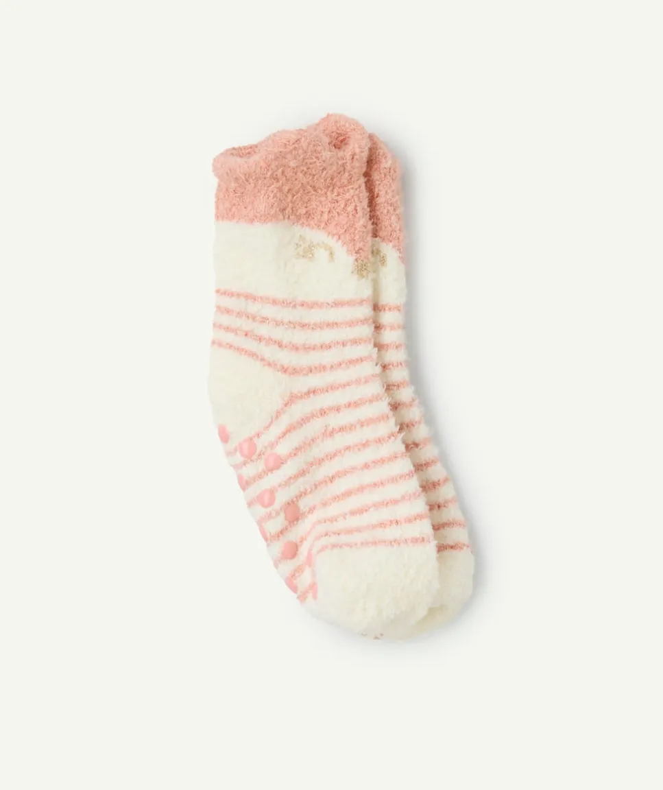 Chaussettes antidérapante bébé fille rayées
