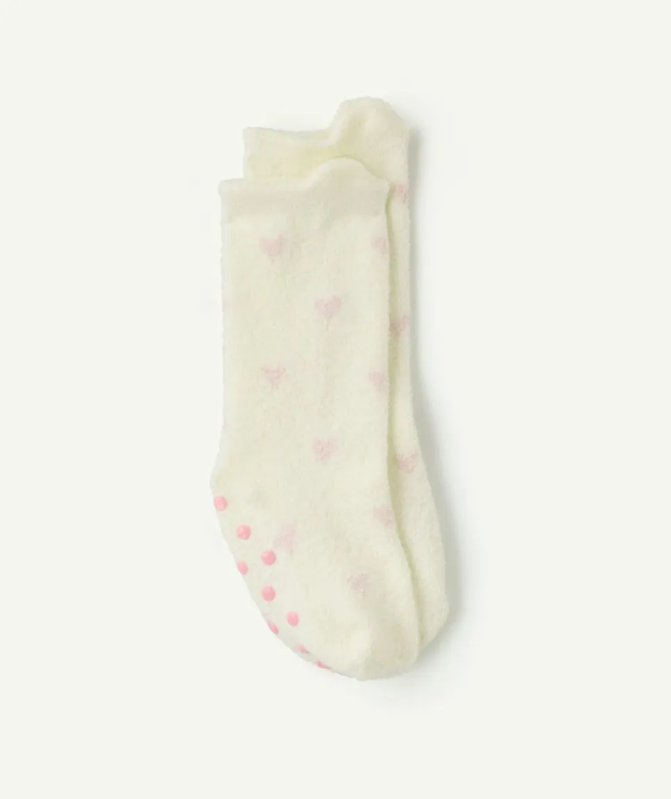 Chaussettes bébé fille imprimé cœurs antidérapantes