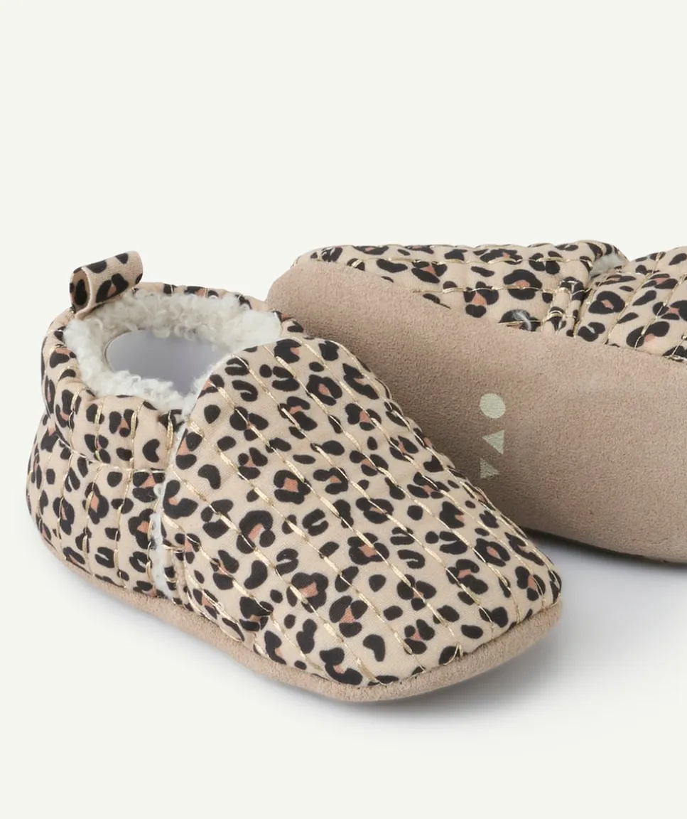 Chaussons bébé fille imprimé léopard beige