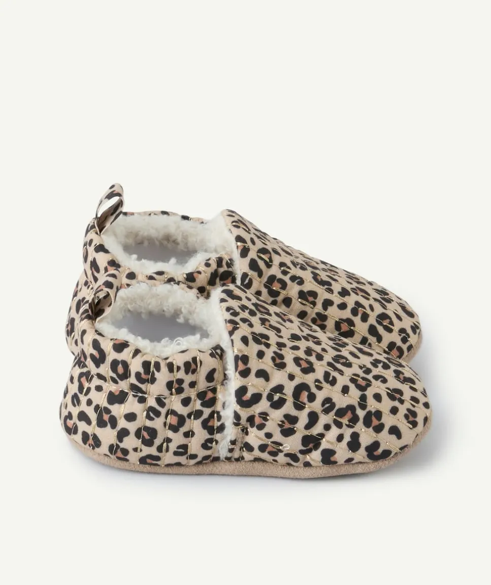 Chaussons bébé fille imprimé léopard beige