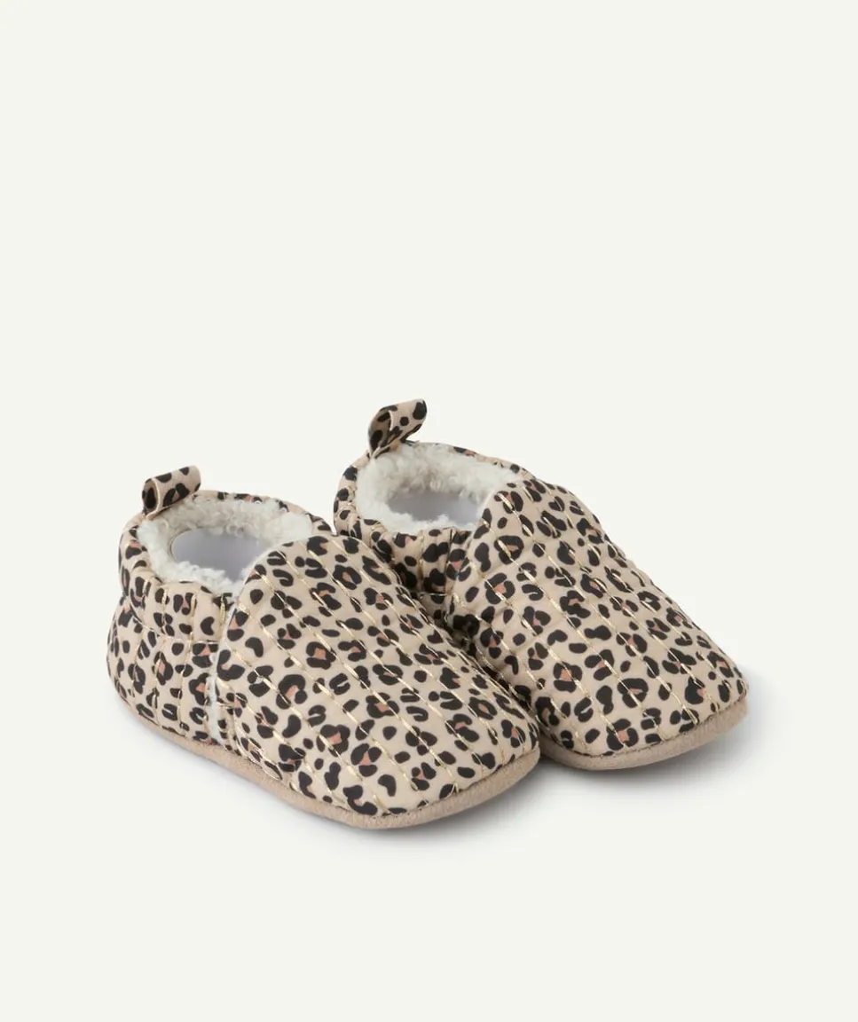 Chaussons bébé fille imprimé léopard beige