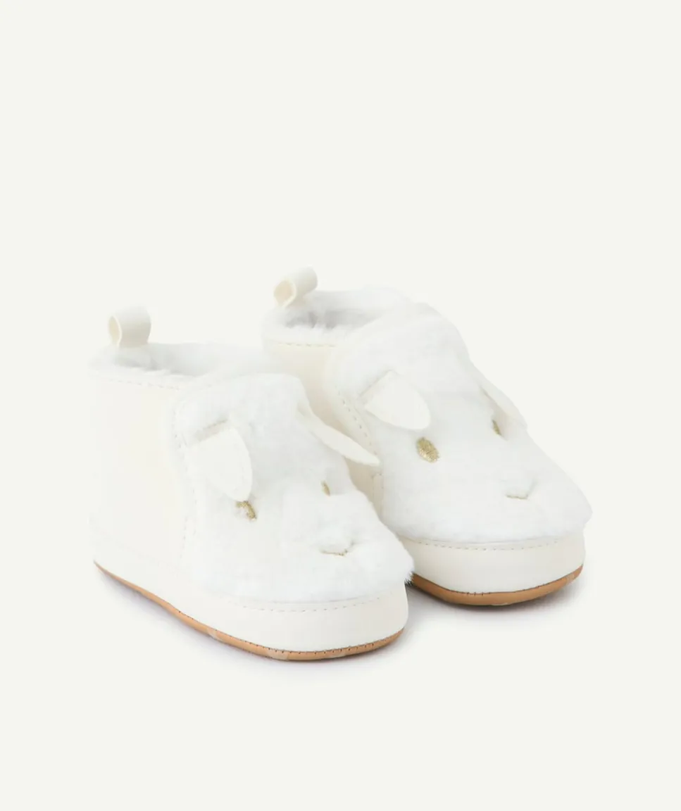 Chaussons bébé fille motif lapin blanc