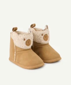 Chaussons bébé garçon beige motif petit ours