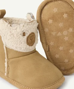 Chaussons bébé garçon beige motif petit ours