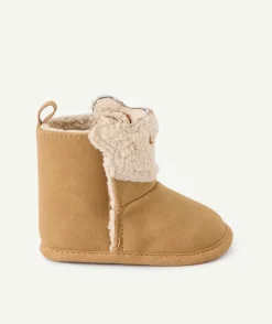 Chaussons bébé garçon beige motif petit ours