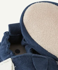 Chaussons bébé garçon bleus marine motif tête de chien