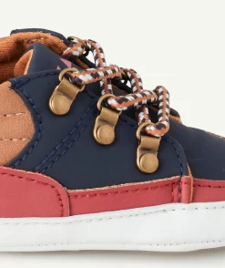 Chaussons bébé garçon bleu terracotta et marron