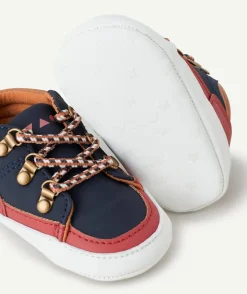 Chaussons bébé garçon bleu terracotta et marron