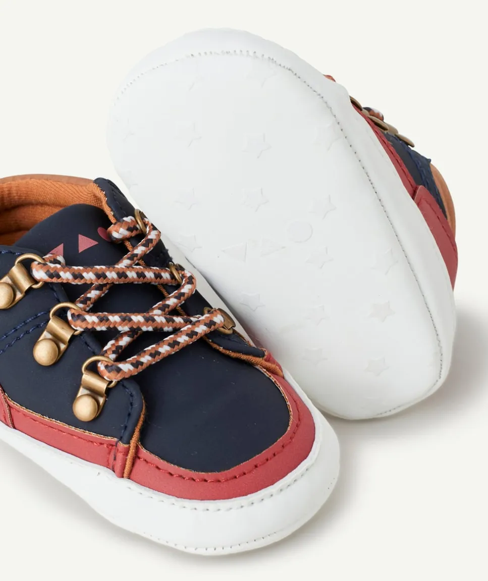 Chaussons bébé garçon bleu terracotta et marron